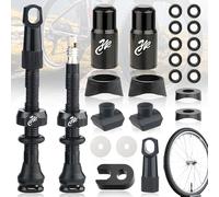 SoundZero 2 Pièces Valves Presta Tubeless VTT, Presta sans Chambre à Air Tige, Valv e Kit Tubeles s pour Pneus de Vélo Route, Tige de Valve Presta Tubeless 50mm Anti, avec Outil de démontage de Valve
