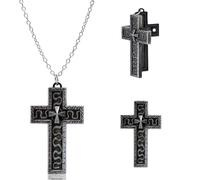 SoundZero Croix ancienne, Collier en forme de croix avec compartiment secret, Pendentif de personnage de dix formes, croix traditionnelle coréenne, Pendentif Mystérieux (noir)