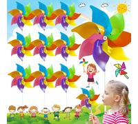 SoundZero Lot de 10 moulins à vent pour enfants - Kit de bricolage - Moulin à vent artisanal - Jouet en papier - Pour filles et garçons - Cadeau d'anniversaire d'enfant - Jardin - Fête (avec