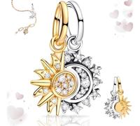 SoundZero Soleil et lune étincelants Charme Noël, Love Perles Charms Breloque, Charm Soleil et Lune Pendentifs, Femme Pendentif Charm, charms pandora femme soleil, Pendentifs seuls pièces pour femme