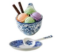 Soup Bowls With Handles - 500ml Hand Painted, Microwavable Ceramic