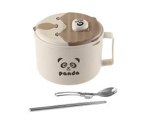 Soup Bowls With Lids - 19.5x12cm Stainless Steel Meal Prep Containers | Instant Noodle Bowl For Soup | Lid And Foldable Cutlery For Travel Lunch Dinner Breakfast College Office Kitchen Camping