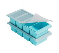 Soup Freezer Tray - Silicone Containers | 31x13.5x6.3cm 4 Grid Storage with Lid Features, Gray Silicone with Easy Grip, Kitchen Freezer Organizer for Baking, Meal Prep Food