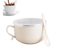 Soup Mug - Tasse à café de 25 oz avec couvercle, grande tasse à soupe avec cuillère et gobelet, tasse à café Aesthetic Cup Bowl Dinnerware | Travel Tea Christmas Cafe Oats Lunch Noodle Sandwich Use