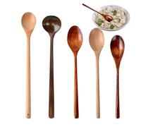 Soup Spoon Ladle, Wooden Heat Resistant Coffee Spoon Cooking, 12.99x1.97 Inches, Natural Tableware for Honey Sauce Salad Stirring Blending Mixing Preparation, Durable Eco Friendly