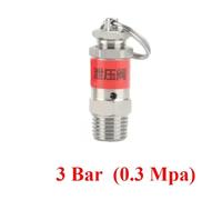 Soupape de sécurité à ressort en acier inoxydable 304, filetage mâle 1/8" 1/4" BSPT 0,5 1 2 3 4 5 6-10 bar, décharge de pression, évent de décharge d'air(3 Bar (0.3 Mpa),1l4 BSPT)