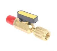 Soupape de sécurité en laiton pour systèmes CVC 1/4 SAE - Port de charge - Vanne à bille de décharge de pression - Outil de réfrigération (jaune)