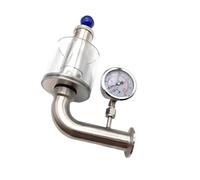 Soupape de sécurité sanitaire réglable en acier inoxydable avec manomètre 0,2-2,2 bar, triple pince 25 mm 38 mm for cuve de fermentation(L-type wich watch,Fit OD 32mm)