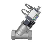 Soupape de siège en acier inoxydable Vanne à siège en Y acier inoxydable 304 facile installer DN15, vanne inclinée pneumatique avec solénoïde, 1 pièce(A-DN15)