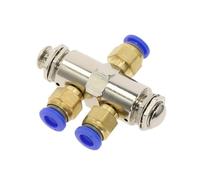 Soupape d'échappement 2 positions 5 voies M5 filetée double tête bouton interrupteur TAC2-4PP air pneumatique vanne mécanique avec accessoires(TAC2-4PP-PC6MM)