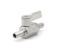 Soupapes de décharge Soupape de sécurité 7 8 9 10 12 13 14 15 16 mm Tuyau cannelé 304 Mini robinet à boisseau sphérique sanitaire en acier inoxydable Homebrew avec poignée(13mm Barb,Steel Handle)