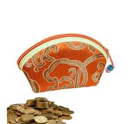 Soupchée à monnaie brodée, petit sac à main de monnaie chinois - Sachets d'organisateur de bijoux vintage, sac à fermeture éclair, sacs de voyage à la broderie de fleurs, emballage petit cadeau