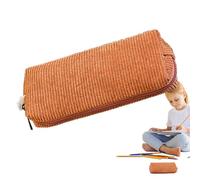 Soupchée au crayon en velours côtelé esthétique - Étui à stylo à grande capacité en tissu à tissu à tissus, organisateur de papeterie minimal, sac à fermeture éclair robuste pour les étudiants de bure