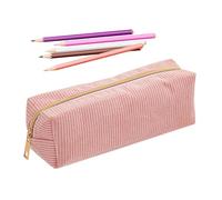 Soupchée au crayon en velours côtelé, étui à crayon avec zip pratique, pochette de crayons de grande capacité - Organisateur de stockage de papeterie Zipper pour la règle Eraser Marker Notes collantes