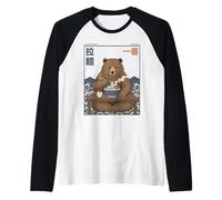 Soupe de Nouilles japonaises Ukiyo-e Art numéro Un Ramen Bear Manche Raglan