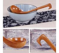 Soupe en bois ayant Long Plus (28,5 x 7,5 cm) pour mélanger le pot 2-pack huile manche louche ustensile de cuisine naturel mélangeur chaud