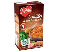 Soupe gourmande Liebig Lentilles & Saucisse Fumée - Savoureuse recette maison 1L - Épicerie Salée - Soupes prêtes à déguster - Le Lot De 3