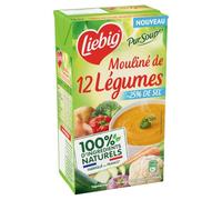Soupe Mouliné 12 Légumes -25% de Sel LIEBIG - la brique de 1L Lot De 4 - Par Lot