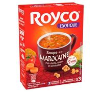 Soupe prête en 2 minutes pour les soirs pressés - ROYCO Soupe Déshydratée à la Marocaine, 3x18,5g - Lot de 4