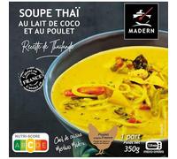Soupe thai au lait de coco et au poulet,350g(surgelé)