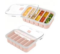 Souper Cube Lot de 2 bacs de congélation en silicone avec couvercle, moule de congélation pour aliments, soupe, congélateur, bac à glaçons pour stocker et congeler le bouillon, la sauce, la glace
