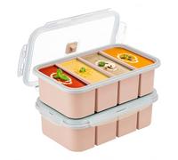 Souper Cube Lot de 2 bacs de congélation en silicone avec couvercle, moule de congélation pour aliments, soupe, congélateur, bac à glaçons pour stocker et congeler bouillon, sauce, glace (rose, 2