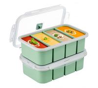 Souper Cube Lot de 2 bacs de congélation en silicone avec couvercle, moule de congélation pour aliments, soupe, congélateur, bac à glaçons pour stocker et congeler le bouillon, la sauce, la glace