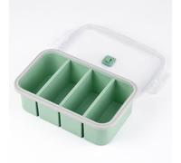 Souper Cube Plateau de congélation en silicone avec couvercle, moule de congélation pour aliments, soupe, congélateur, bac à glaçons pour stocker et congeler bouillon, sauce, glace (vert, 1 pièce 4