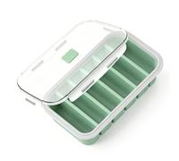 Souper Cube Plateau de congélation en silicone avec couvercle, moule de congélation pour aliments, soupe, congélateur, bac à glaçons pour stocker et congeler le bouillon, la sauce, la glace (vert, 1