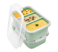 Souper Cube Plateau de congélation en silicone avec couvercle, moule de congélation pour aliments, soupe, congélateur, bac à glaçons pour stocker et congeler le bouillon, la sauce, la glace (vert