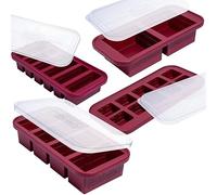 Souper Cubes Coffret cadeau - Ensemble de cuisine avec 2 cuillères à soupe, 1/2 tasse, 1 tasse et 2 tasses en silicone avec couvercles - Solutions de préparation des repas et de rangement de cuisine -