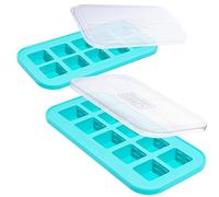 Souper Cubes Lot de 2 plateaux de congélation en silicone avec couvercle - 2 cuillères à soupe (30 ml) - Parfait pour congeler les aliments pour bébé, les herbes, l'ail haché, le jus, le beurre et