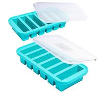 Souper Cubes Lot de 2 plateaux de congélation en silicone de 1/2 tasse avec couvercle - Récipient facile à préparer et solution de rangement de cuisine - Moule en silicone pour la soupe et le stockage