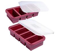 Souper Cubes Lot de 2 plateaux de congélation en silicone pour 1 tasse avec couvercle - Récipient facile à préparer et solution de rangement de cuisine - Moules en silicone pour la soupe et le