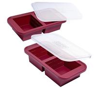 Souper Cubes Lot de 2 plateaux de congélation en silicone pour 2 tasses avec couvercle - Récipient facile à préparer et solution de rangement de cuisine - Moule en silicone pour la soupe et le