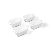 Souper Cubes Lot de 4 plats de cuisson en céramique à portion unique avec couvercles en silicone - 12,7 x 7,6 cm - Blanc