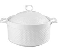 Soupière en Céramique Blanche De 20 Cm avec Couvercle - Plat De Service en Porcelaine pour La Maison Et Le Restaurant, Compatible Micro-Ondes Et Lave-Vaisselle, White 8inch