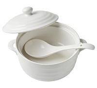 SoupièRe Ronde en CéRamique avec Couvercle, Bol à Soupe RéSistant à La Chaleur Et Muni De PoignéEs(1200ml)
