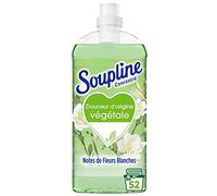 SOUPLINE - Adoucissant Concentré Douceur Végétale Notes de Fleurs Blanches - Fraîcheur Longue Durée - Pour des Textiles Ultra-Doux - Repassage Facilité - Bidon 1,3 L