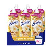 Soupline, Adoucissant Concentré, Émotion Vanille Mandarine, 590 lavages | Assouplissant linge, 45 jours de fraîcheur 3D continue, Efficace en lavage à froid dès 25°C, Fabriqué en France, lot de 6