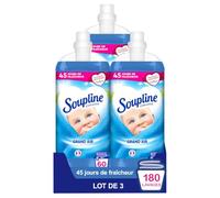 SOUPLINE - Adoucissant Concentré Grand Air - Technologie Parfum Triple Action - Douceur Longue Durée - Lot de 3 Bouteilles 1.2L