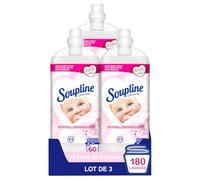 SOUPLINE - Adoucissant Concentré Hypoallergénique - Technologie Parfum Triple Action - Pour toute la famille - Lot de 3 Bouteilles 1.2L