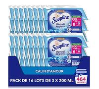 SOUPLINE - Adoucissant Concentré Soupline 3D Moments Magiques Câlin d'Amour - Eco-Recharges - Formule Testée Dermatologiquement - Pack de 16 Lot de 3 x 200 ml