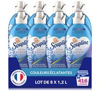 SOUPLINE - Adoucissant Concentré Soupline 3D Soin Expert Couleurs - Idéal Linge Couleurs Fraîcheur Longue Durée - Lot de 8 x 1,2 L