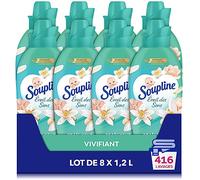 SOUPLINE - Adoucissant Concentré Soupline Eveil des Sens Fraîcheur Vivifiante - Formule Testée Dermatologiquement - Lot de 8 x 1,2 L