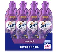 SOUPLINE - Adoucissant Concentré Soupline Eveil des Sens Sérénité Florale - Formule Testée Dermatologiquement - Lot de 8 x 1,2 L