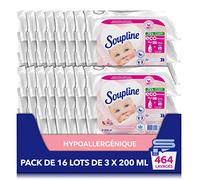 SOUPLINE - Adoucissant Doses Soupline Hypoallergénique - Eco-Recharges - Formule Active à Froid - 92 % d'Ingrédients d'Origine Naturelle - 16 Lots de 3 x 200 ml