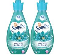 SOUPLINE - Adoucissant Fraîcheur Infinie Douceur du Lagon - Parfum Longue Durée - 800ml (Lot de 2)