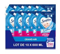 SOUPLINE - Adoucissant Linge Concentré 3D Grand Air - Eco-Recharges à Diluer - Assouplissant Linge, Formule Améliorée pour Plus de Douceur - Assouplissant Textile Liquide - Lot de 10x600 ml