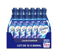 Soupline, Adoucissant Linge Concentré, Moments Magiques, Lot 12 x 800 ml | Assouplissant textile liquide, Offre 100 jours de fraîcheur ultime, Fragrance florale intense, Formule douce, Câlin d'Amour